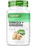 Ginkgo + Ginseng - 365 Tabletten - Spezial Extrakt - Hochdosiert - Laborgeprüft - Ginkgo Biloba +...