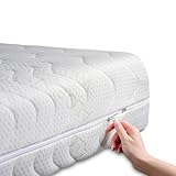 BONEX Komfort Matratzenbezug für Matratzen im Gesamtmaß 140x200cm - 16 - 18 cm hoch - Doppeltuch...