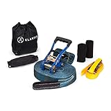 Klarfit Slackline, Slackline für Kinder & Erwachsene, Slackline-Set mit Übungsline, Ratsche, Seile...