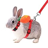 1 Set Hasengeschirr und Leine, verstellbares Kaninchengeschirr und Leine, niedliches Karottenmuster,...