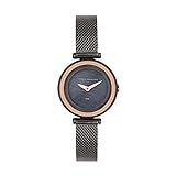 French Connection Damen-Armbanduhr mit schwarzem Zifferblatt und grauem Mesh-Armband, 32 mm...
