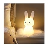 SOLIDEE Bunny Nachtlicht Baby mit 7 Lichtwechsel |Tap Control |USB-Aufladung und Timing Funktion...