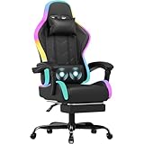 JUMMICO Gaming Stuhl mit led, Cool Racing Gamer Stuhl, Ergonomischer Bürostuhl mit Massagefunktion,...