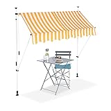 Relaxdays Klemmmarkise, Balkon Sonnenschutz, einziehbar, Fallarm, ohne Bohren, höhenverstellbar,...