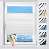 TFSKY Plissee ohne Bohren Verdunkelung Klemmfix Weiß B85 x H130 cm Thermo Plissees Verdunklung 100%...
