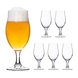 Bormioli Rocco | 6er-Set Bierglas Executive | edle Bier-Tulpe | Stiel-Gläser klar | Cocktail-Becher...
