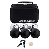 Engelhart - 010207 - Boules-Spiel 2 x 3 Schwarze und Graue - 74 mm - Triplette - Pétanque-Spiel - 6...
