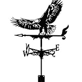 Faruxue Wetterfahne aus Edelstahl, Adler, 50 x 35 cm, Retro-Szene, Gartenpfahl, Wetterfahne,...