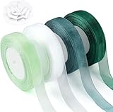 4 Rollen Organzaband, Geschenkband Grün, Schleifenband Breit, Dekoband Geschenkband Breit Stoffband...