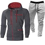 Herren-Trainingsanzug, 2-teiliges Set, durchgehender Reißverschluss, Kapuzen-Sweatshirt,...