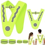 OPEIXSAYKOC Warnweste Kinder Erwachsene 2er-Set mit 4 Reflektorband, Leuchtweste Reflektoren...