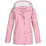 MJGkhiy Regenjacke Damen Trekking Windjacke Regen Winddicht Trenchcoat mit Kapuze Sport Leicht...