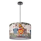 Paco Home Hängelampe Pendellampe Mädchen Junge Kinderzimmer Deckenlampe Stoff Lampenschirm...