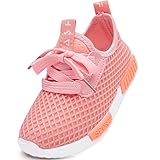 Daclay Kinder Mädchen Sportschuhe Atmungsaktiv Schnürsenkel Sneakers, Pink, Gr.- 32 EU