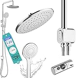 Duschsystem ohne Armatur Edelstahl rostfrei mit Druckknopf - 50% wasserspar Wellness Duschset ohne...