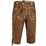 PAULGOS Herren Trachten Lederhose + Träger, Echtes Leder, Kniebund in 4 Farben Gr. 44-60, Herren...
