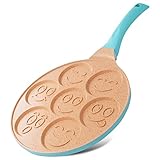 Joeji's Kitchen Pancake Crepe Pfanne mit 7 Mulden mit Smiley-Gesichtern - 26,5 cm Antihaft Leichte...
