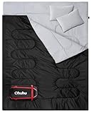 Ohuhu Doppelschlafsack, Schlafsack 2 Personen 220x150cm Schlafsack Outdoor mit 2 Kissen...