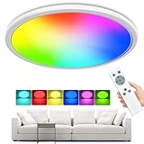 zemty LED Deckenleuchte Dimmbar, 24W 3200LM RGB Deckenlampe Farbwechsel mit Fernbedienung, 4000K...