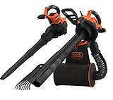 Black+Decker 3-in-1 Elektro-Laubsauger/Laubbläser BEBLV301 (3.000 Watt, mit Häcksler +...