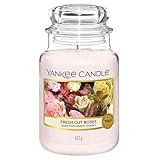 Yankee Candle Duftkerze im Glas (groß) | Fresh Cut Roses | Kerze mit langer Brenndauer bis zu 150...