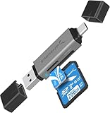 SABRENT SD, Micro SD Kartenleser, USB typ C 3.2 gen 1 Kartenleser, 5Gbps High Speed Externe...