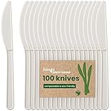 HAAGO - 100 Messer PLA Besteck Set - Wiederverwendbares, spülmaschinenfestes Hochleistungsbesteck...