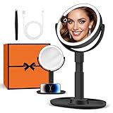 B Beauty Planet Beleuchteter Makeup Spiegel 30X Vergrößerungsspiegel mit 3 Farblicht, dimmbare LED...