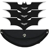 Generisch Baterang Wurfmesser 3er Set Batman Wurfmesser Edelstahl mit Tasche, K-THR-BAT-01