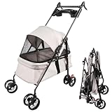 Homewell 2in1 Hundewagen, Hundebuggy mit 2 Getränkehaltern, Hundebox Transporttasche Faltbar...