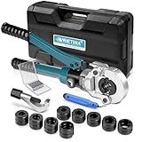 Profi Presszange Kupferrohr V-Kontur und TH-Kontur mit Rohrabschneider und Entgrater, Handpresszange...