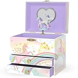 Musikalisches Einhorn-Schmuckkästchen für Mädchen – Kinderspieluhr mit drehendem Einhorn,...