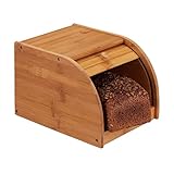 Relaxdays Brotkasten Bambus, rollbare Frontklappe, aromadichte Brotaufbewahrung, Rollbrotkasten,...