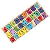 HBYMYDA 130 Stück Holzbuchstaben, Handwerk Holz Buchstaben, Großbuchstaben A-Z, Kinder Holz...