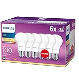 Philips LED Classic E27 Lampen 6-er Pack (100 W), matte LED Lampen mit warmweißem Licht,...