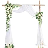 Querbehang Dekostoff - 160x600cm Transparenter Chiffon Stoff für Hochzeit, Voile Vorhang für...