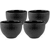 MELOX - 4er Set Cappuccino-Tassen aus Porzellan in Schwarz - 4 x 200ml Tassen für Kaffee Cappuccino...