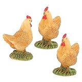 OFFSCH 3 Stück Teiliges Hühner Deko aus Robustem Resin Realistische Miniatur Hennen Figuren für...