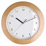 TFA Dostmann Funkwanduhr, Design Wanduhr Holz, 98.1065, aus Buche, zum Hängen, 31cm Durchmesser,...