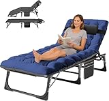 Ryuhic Sonnenliege Klappbar Liegestuhl mit Matratze, 200KG Belastbar Kippliege Gartenliege...