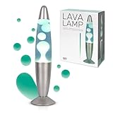 GIFTMARKET- Blaue Lavalampe mit Chromfuß. Retro Tischlampe 34 x 8,5 cm mit 2 Glühbirnen....