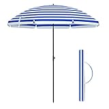SONGMICS Sonnenschirm für Strand, Ø 200 cm, Gartenschirm, UV-Schutz bis UPF 50+, knickbar,...