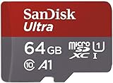SanDisk Ultra 64GB MicroSDXC Speicherkarte + SD-Adapter mit A1 App-Leistung bis zu 100 MB/s, Klasse...
