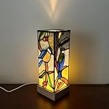 Tiffany Schlafzimmer Tischlampe Glas Schreibtischlampe Vogel Design Retro Wohnzimmer Nostalgie Bar...