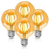 Bonnov Vintage Glühbirne E27, E27 LED Warmweiss, 4W G80 LED Vintage Glühbirne, Amber Glas...