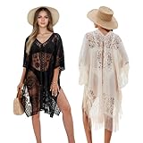 Zepphi Strandkleid Damen, 2 Stück Bikini Cover Up,Sommer Strandponcho Bademode, Sexy Strandkleider...