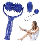 Massageroller Mit Griff,Massagegerät Fascia Ball，Auswechselbare Massage Roller mit 4 Igelball...