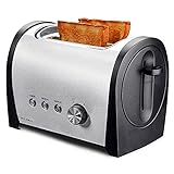 DEKINMAX Edelstahl Toaster 2 Scheiben mit Defrost Funktion - 6 Einstellbare Bräunungsstufe - 800W...