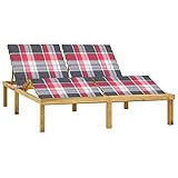Tidyard Doppel Sonnenliege mit Auflagen Gartenliege Doppelliege Holzliege Gartenmöbel Liege...