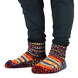 LOUDelephant Handgestrickte Hausschuhsocken aus Sherpa-Futter, Wolle, für Damen und Herren, Unisex,...
